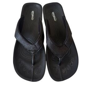 Aerothotic Crystal Mist Women’s Flip Flop Sandals, Black Size 7 Orthotic